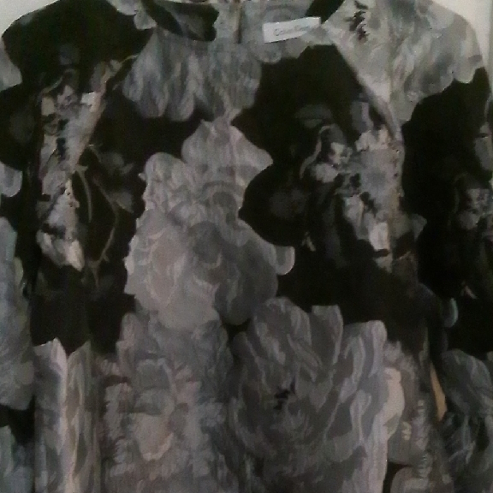 Chic Black and Gray Floral Blouse